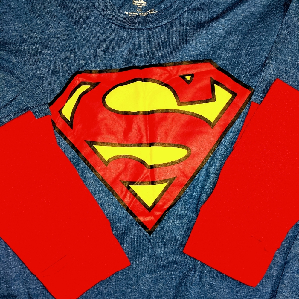 Superman Logo Long Sleeve T Shirt w/ Tags 2XL XXL